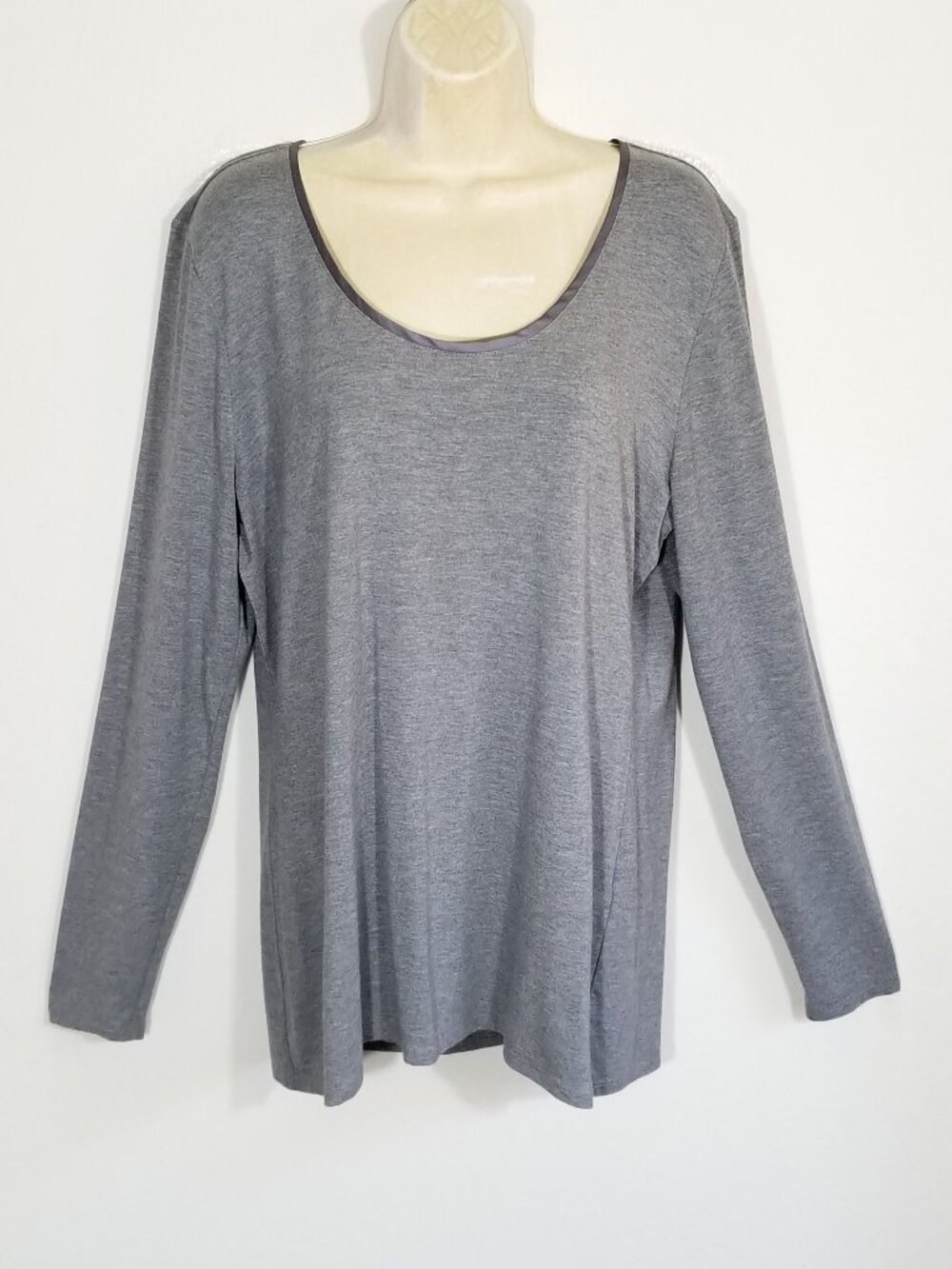 WHBM Tee Top Heather Scoop Neck 7107E1M